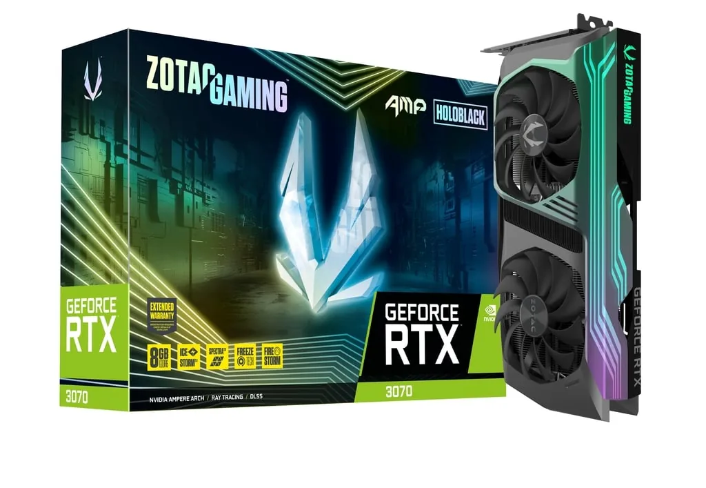 ZOTAC GAMING GeForce RTX 3070 AMP Holo LHR - 8GB GDDR6 Graphic Card, 256Bit, PCI Express4.0, 3 x DisplayPort 1.4a, 1x HDMI 2.1, (up to 7680x4320@60Hz) Graphics Card | ZT-A30700F-10PLHR