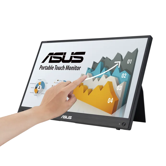 ASUS ZenScreen Touch MB16AHT 16 inch Portable monitor, FHD (1920 x 1080), IPS, 10-point touch, Mini-HDMI, ergo kickstand, tripod socket, ASUS Flicker Free and Low Blue Light technologies | 90LM0890-B01170