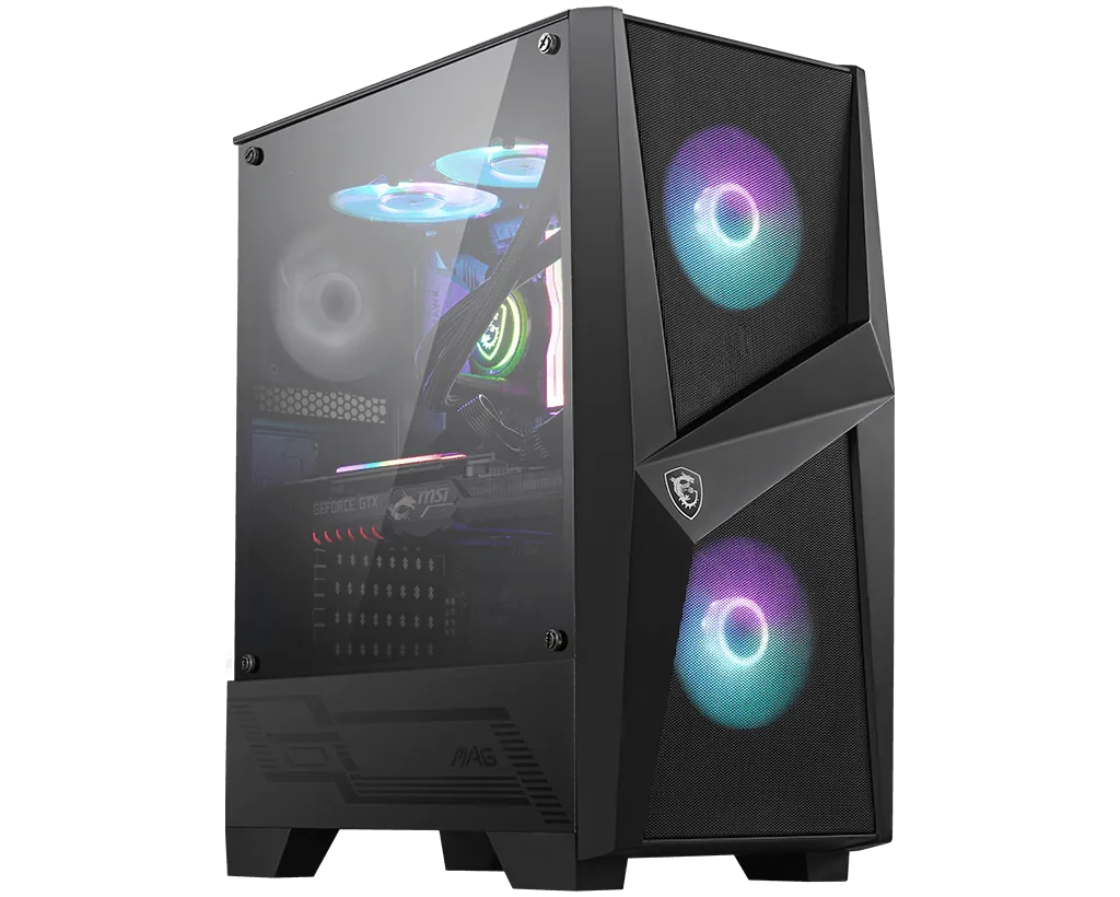 Msi Mag Forge 100R Usb 3.2 Mid Tower Pc Gaming Case With RGB Fan And 4 mm Tempered Glass - Black