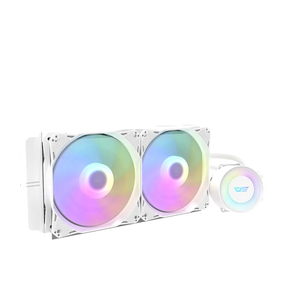 Dark Flash Twister DX240 Liquid CPU Cooler White, Luxury Modern AIO Water Cooler, Rifle Bearing