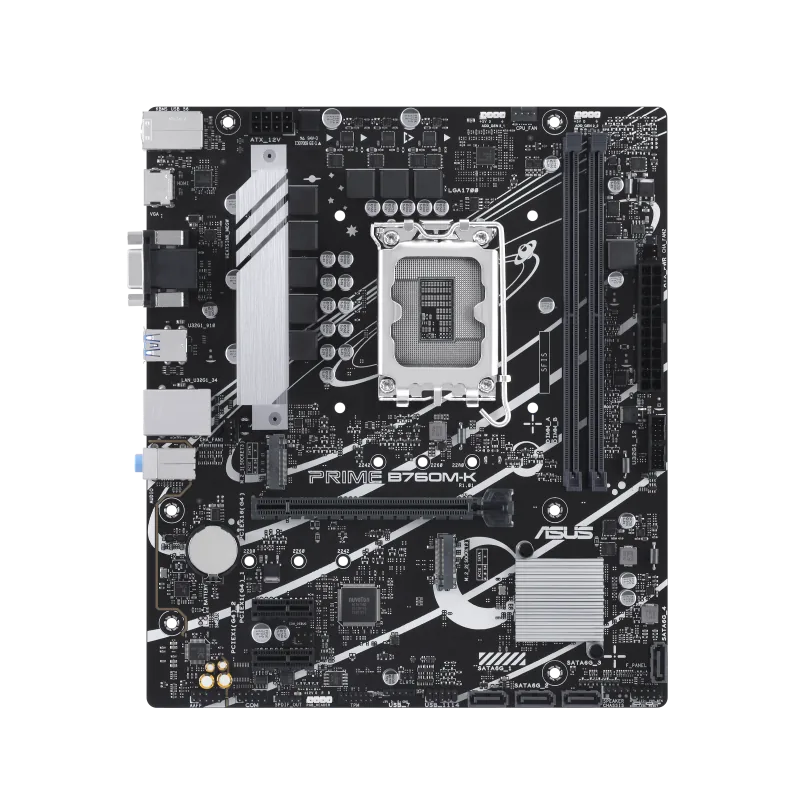 ASUS Prime B760M-K Intel B760 LGA 1700 mATX motherboard with PCIe 4.0, 2x PCIe 4.0 M.2 slots, DDR5, Realtek 2.5Gb Ethernet, VGA, HDMI, SATA 6 Gbps, front USB 3.2 Gen 1, Aura Sync | 90MB1FI0-M0EAY0