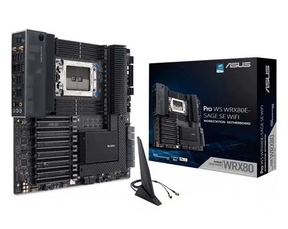 ASUS Pro WS WRX80E-SAGE SE WIFI II AMD WRX80 Workstation Motherboard, Ryzen Threadripper PRO support, 7x PCIe 4.0 x16 Slots, Dual 10G LAN, WiFi 6E | 90MB1E60-M0EAY0