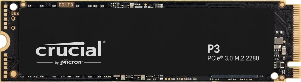 Crucial P3 4TB PCIe Internal SSD, M.2 2280 Form Factor, 3500 MB/s Sequential Read, 3000 MB/s Sequential Write, 800 Terabytes Endurance, NVMe Interface, Black | CT4000P3SSD8