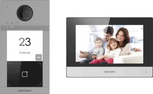 Hikvision IP Video Intercom Kit, Standard PoE, Noise Suppression & Echo Cancellation, WiFi & Ethernet, Config Remotely Via Web, TF Card Storage, 2-Way Audio Communication, Gray | DS-KIS604-P-C VIDEO INTERCOM KIT ONE INDOOR ONE OUTDOOR