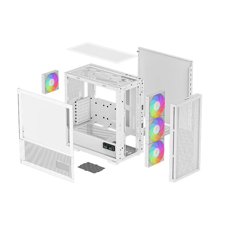 Deepcool CH560 Digital ATX Mid Tower Computer Case, ABS+SPCC+Tempered Glass Materials, 3140mm ARGB Fans, Real-Time Dual-Status Digital Display, Hybrid Airflow Glass Side Panel, White | R-CH560-WHAPE4D-G-1