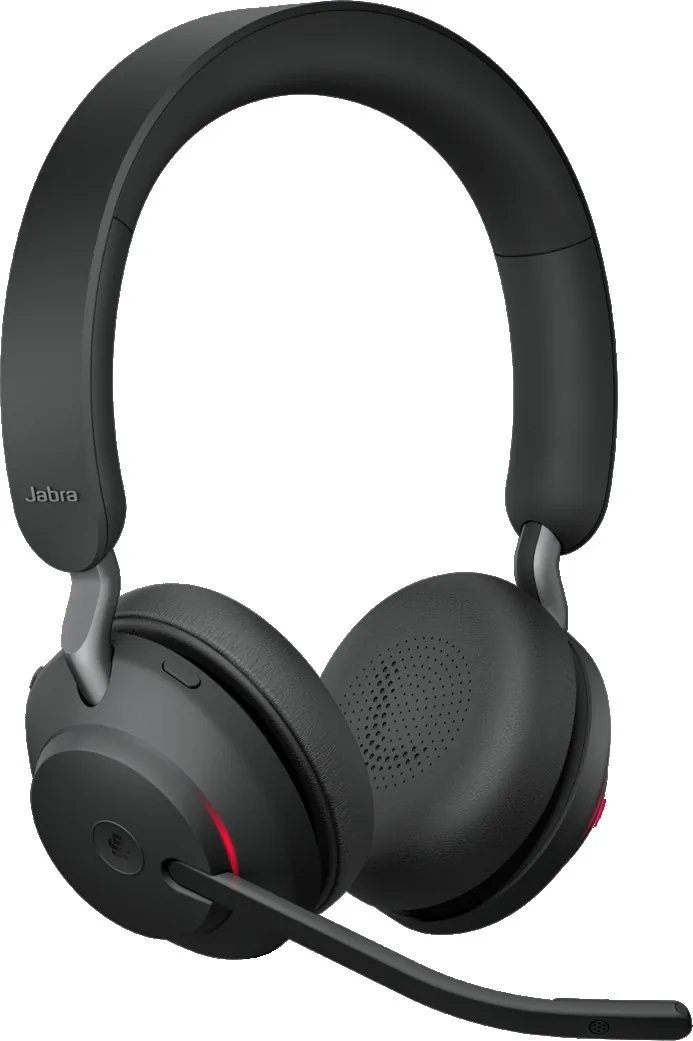 Jabra Evolve2 65 MS Stereo Wireless Headset, Link 390a USB-A Adapter, Bluetooth, Noise-Cancelling Microphones, Black – 26599-999-999