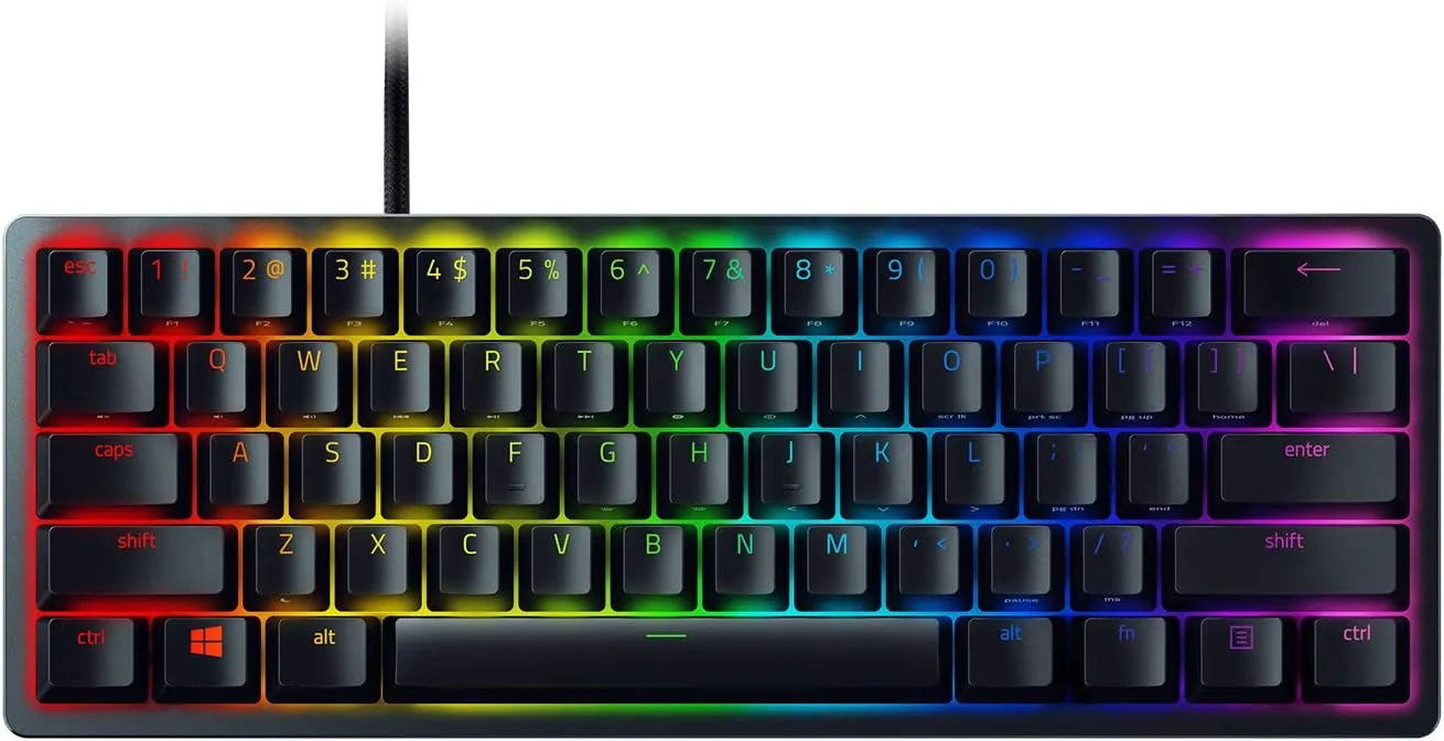 Razer Huntsman Mini 60% Gaming Keyboard, Fastest Keyboard Switches Ever, Linear Red Optical Switches, Chroma RGB Lighting, PBT Keycaps, Onboard Memory - Black | RZ03-03390200-R3M1